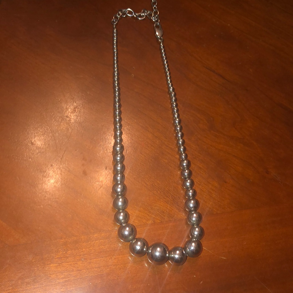 Preowned Stainless Steel Graduated Beads Silver 16” Plus +4” Extension